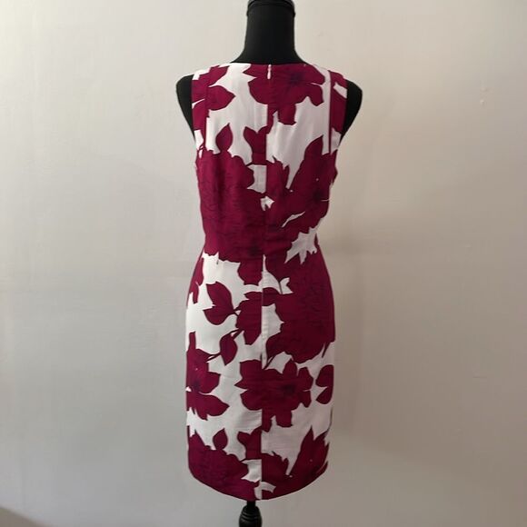 Banana Republic Womens Vibrant Flower Print Maroon White Sleeveless Dress Sz 4 - Picture 3 of 9